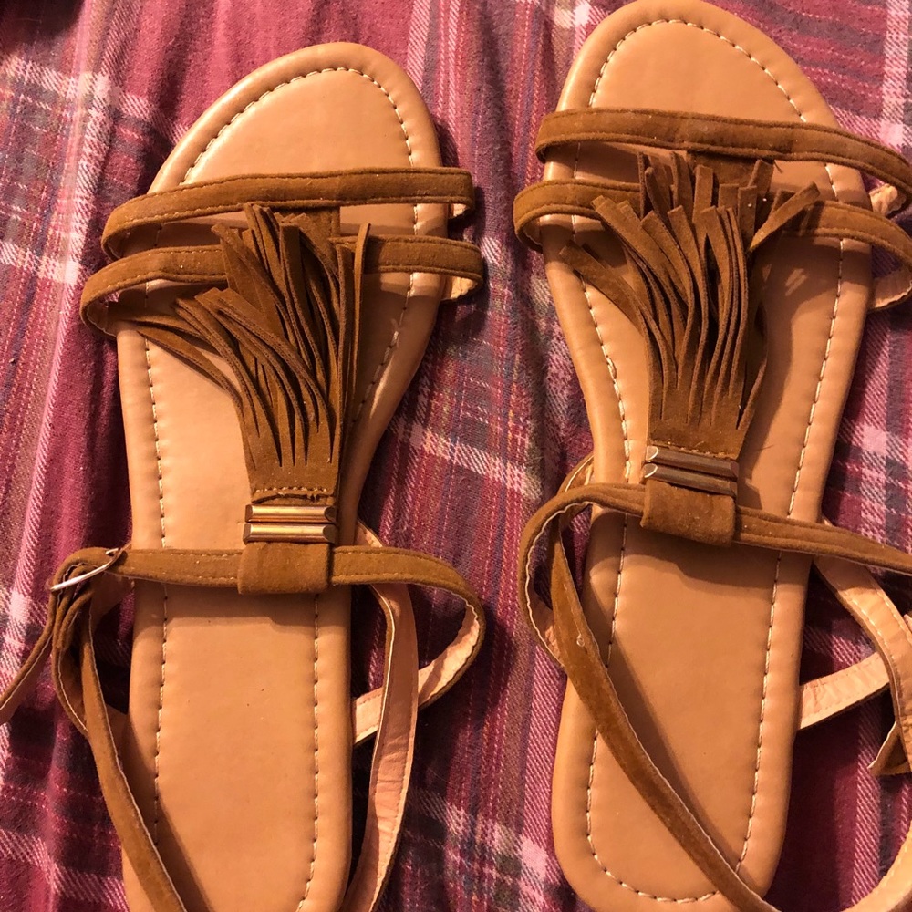 Brown Fringe Sandals